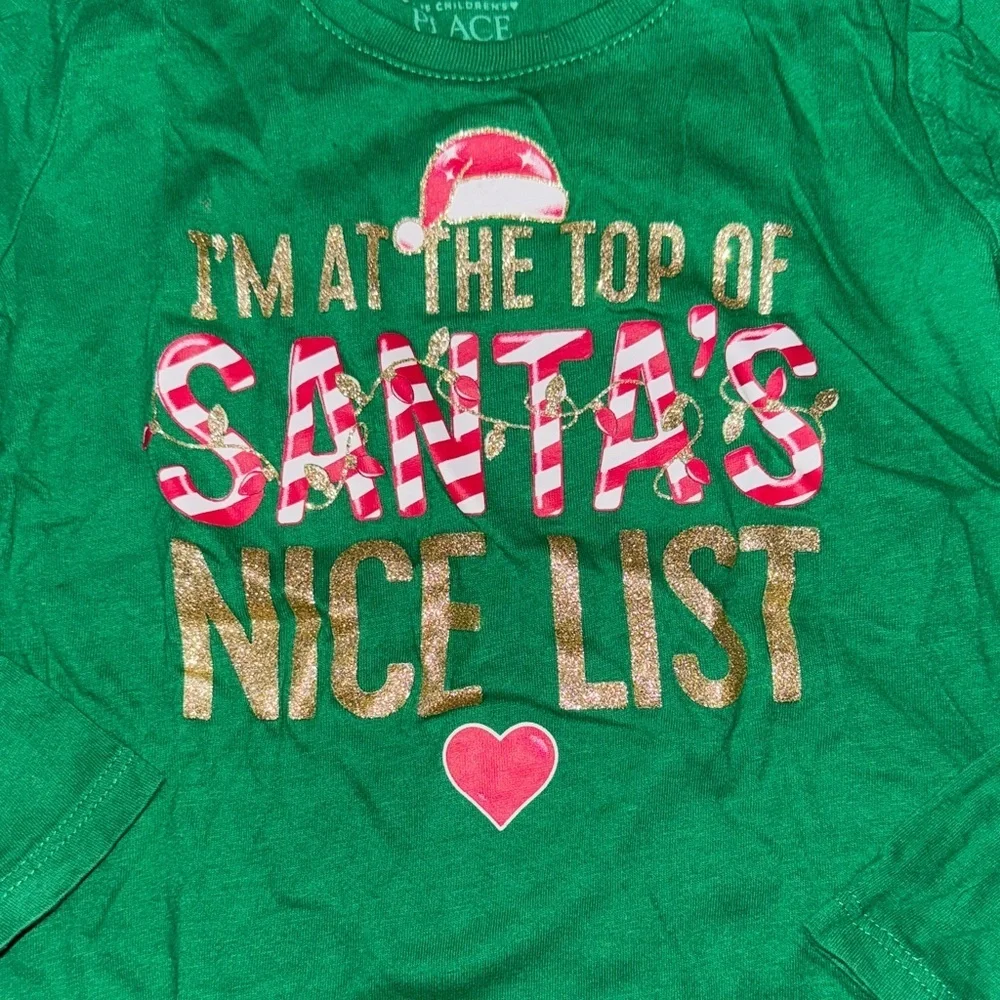 The Children's Place Green Santa's Nice List Long Sleeve Tee